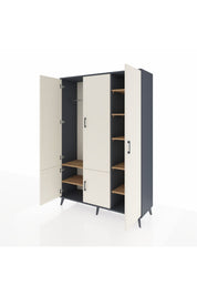 Hyperion Dolap 7 Raflı 5 Kapaklı Tek Askılı 132x44x195 Antrasit-Aytaşı/Çam