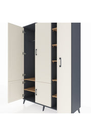 Hyperion Dolap 7 Raflı 5 Kapaklı Tek Askılı 132x44x195 Antrasit-Aytaşı/Çam