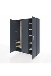 Hyperion Dolap 7 Raflı 5 Kapaklı Tek Askılı 132x44x195 Antrasit-Antrasit/Aytaşı