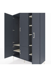 Hyperion Dolap 7 Raflı 5 Kapaklı Tek Askılı 132x44x195 Antrasit-Antrasit/Aytaşı