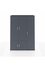 Hyperion Dolap 7 Raflı 5 Kapaklı Tek Askılı 132x44x195 Antrasit-Antrasit/Antrasit