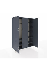 Hyperion Dolap 7 Raflı 5 Kapaklı Tek Askılı 132x44x195 Antrasit-Antrasit/Antrasit