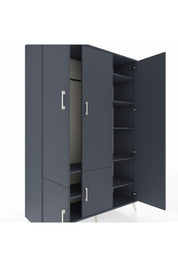 Hyperion Dolap 7 Raflı 5 Kapaklı Tek Askılı 132x44x195 Antrasit-Antrasit/Antrasit