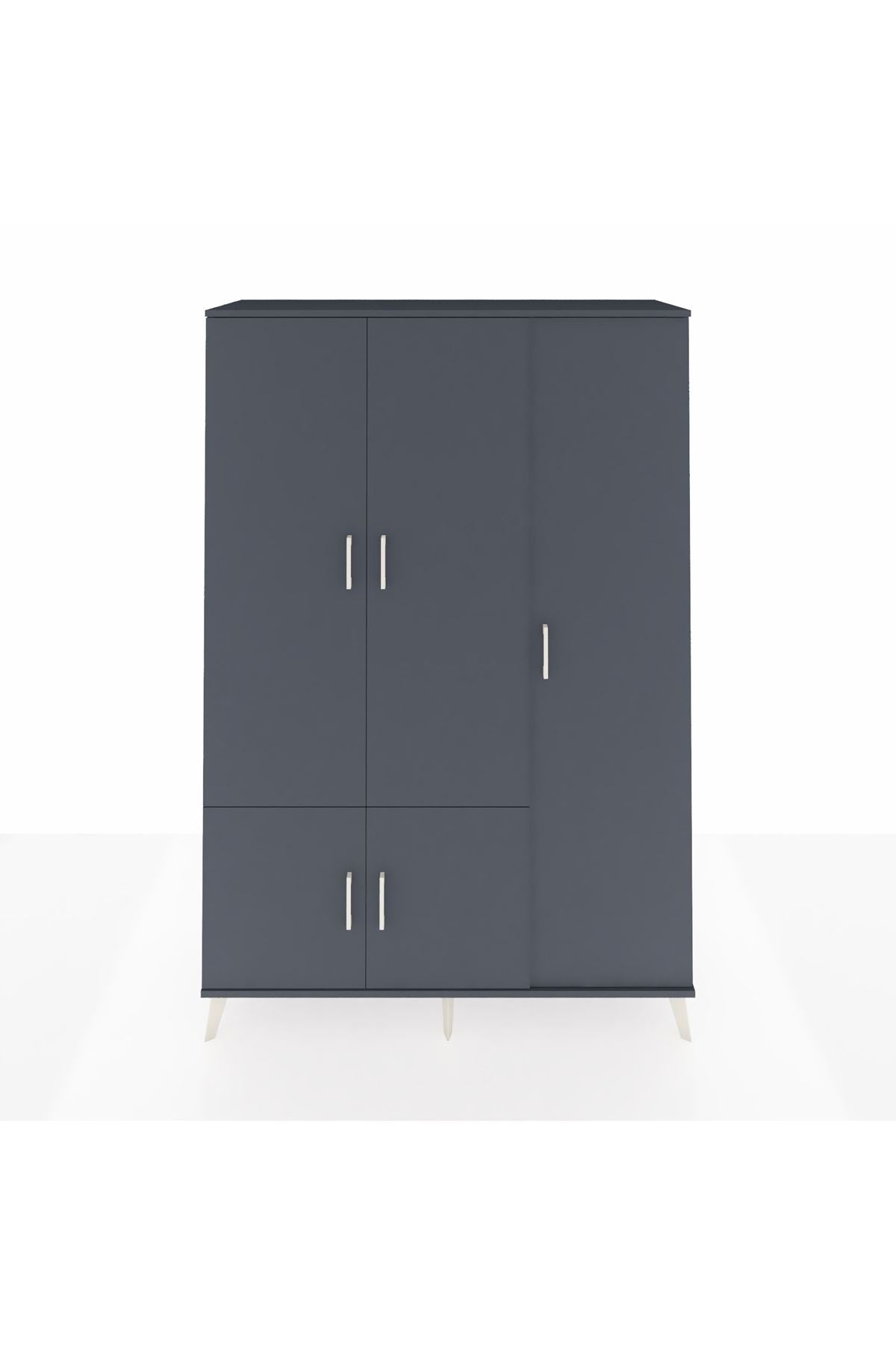 Hyperion Dolap 7 Raflı 5 Kapaklı Tek Askılı 132x44x195 Antrasit-Antrasit/Çam