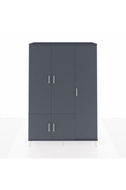 Hyperion Dolap 7 Raflı 5 Kapaklı Tek Askılı 132x44x195 Antrasit-Antrasit/Çam