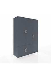 Hyperion Dolap 7 Raflı 5 Kapaklı Tek Askılı 132x44x195 Antrasit-Antrasit/Çam