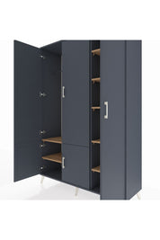 Hyperion Dolap 7 Raflı 5 Kapaklı Tek Askılı 132x44x195 Antrasit-Antrasit/Çam