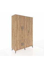 Hyperion Dolap 7 Raflı 5 Kapaklı Tek Askılı 132x44x195 Çam-Çam/Aytaşı