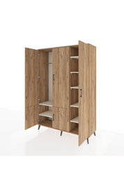 Hyperion Dolap 7 Raflı 5 Kapaklı Tek Askılı 132x44x195 Çam-Çam/Aytaşı