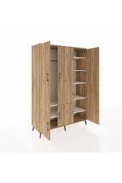 Hyperion Dolap 7 Raflı 5 Kapaklı Tek Askılı 132x44x195 Çam-Çam/Aytaşı