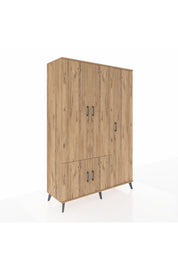 Hyperion Dolap 7 Raflı 5 Kapaklı Tek Askılı 132x44x195 Çam-Çam/Antrasit