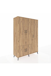 Hyperion Dolap 7 Raflı 5 Kapaklı Tek Askılı 132x44x195 Çam-Çam/Çam