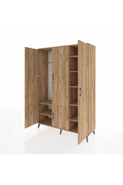 Hyperion Dolap 7 Raflı 5 Kapaklı Tek Askılı 132x44x195 Çam-Çam/Çam