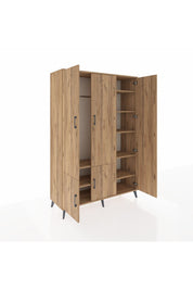 Hyperion Dolap 7 Raflı 5 Kapaklı Tek Askılı 132x44x195 Çam-Çam/Çam