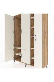 Hyperion Dolap 7 Raflı 5 Kapaklı Tek Askılı 132x44x195 Çam-Aytaşı/Aytaşı