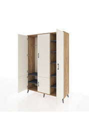 Hyperion Dolap 7 Raflı 5 Kapaklı Tek Askılı 132x44x195 Çam-Aytaşı/Antrasit