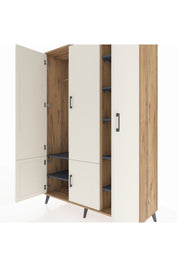 Hyperion Dolap 7 Raflı 5 Kapaklı Tek Askılı 132x44x195 Çam-Aytaşı/Antrasit