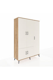 Hyperion Dolap 7 Raflı 5 Kapaklı Tek Askılı 132x44x195 Çam-Aytaşı/Çam