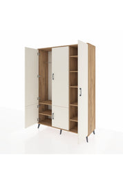 Hyperion Dolap 7 Raflı 5 Kapaklı Tek Askılı 132x44x195 Çam-Aytaşı/Çam