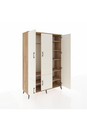 Hyperion Dolap 7 Raflı 5 Kapaklı Tek Askılı 132x44x195 Çam-Aytaşı/Çam