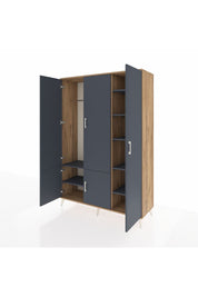 Hyperion Dolap 7 Raflı 5 Kapaklı Tek Askılı 132x44x195 Çam-Antrasit/Antrasit