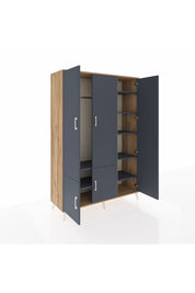 Hyperion Dolap 7 Raflı 5 Kapaklı Tek Askılı 132x44x195 Çam-Antrasit/Antrasit