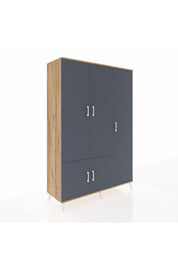 Hyperion Dolap 7 Raflı 5 Kapaklı Tek Askılı 132x44x195 Çam-Antrasit/Çam