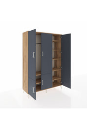 Hyperion Dolap 7 Raflı 5 Kapaklı Tek Askılı 132x44x195 Çam-Antrasit/Çam