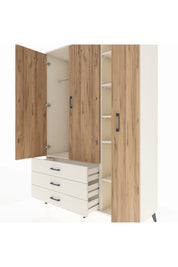 Hyperion Dolap 6 Raflı 3 Çekmeceli Tek Askılı 132x44x195 Aytaşı-Çam/Aytaşı