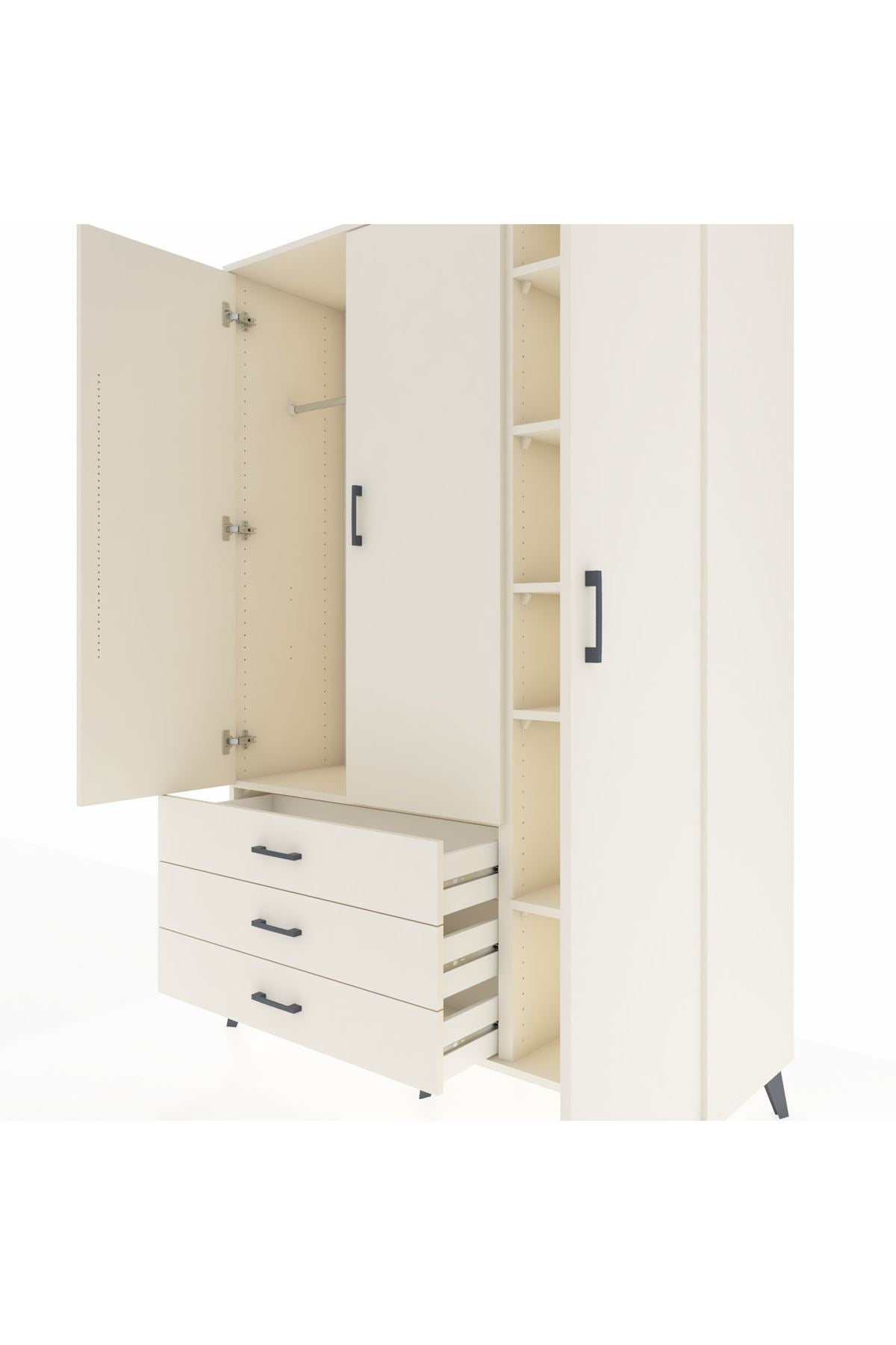 Hyperion Dolap 6 Raflı 3 Çekmeceli Tek Askılı 132x44x195 Aytaşı-Aytaşı/Aytaşı