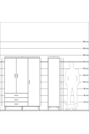 Hyperion Dolap 6 Raflı 3 Çekmeceli Tek Askılı 132x44x195 Aytaşı-Aytaşı/Aytaşı