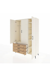 Hyperion Dolap 6 Raflı 3 Çekmeceli Tek Askılı 132x44x195 Aytaşı-Aytaşı/Çam