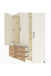 Hyperion Dolap 6 Raflı 3 Çekmeceli Tek Askılı 132x44x195 Aytaşı-Aytaşı/Çam