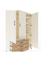 Hyperion Dolap 6 Raflı 3 Çekmeceli Tek Askılı 132x44x195 Aytaşı-Aytaşı/Çam