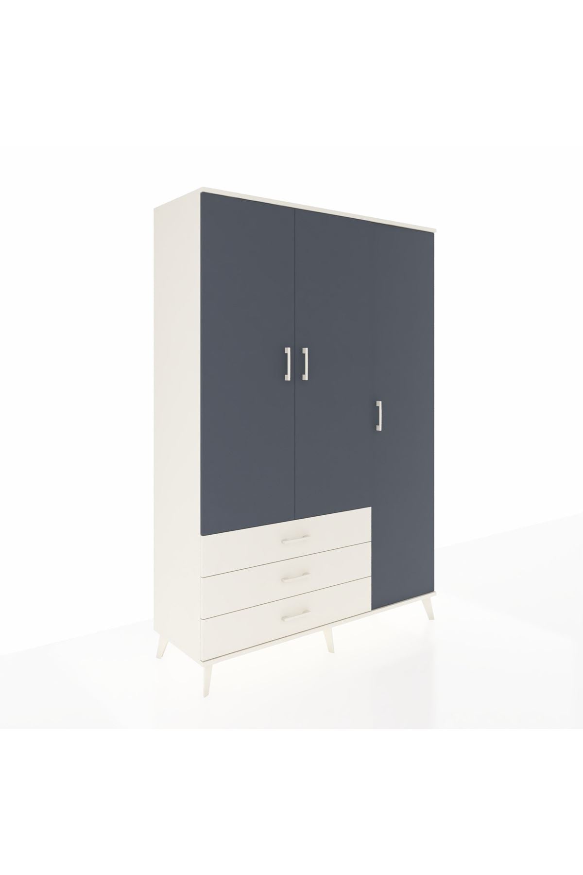 Hyperion Dolap 6 Raflı 3 Çekmeceli Tek Askılı 132x44x195 Aytaşı-Antrasit/Aytaşı