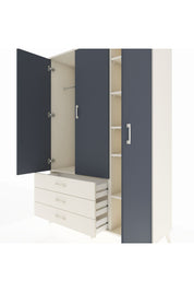 Hyperion Dolap 6 Raflı 3 Çekmeceli Tek Askılı 132x44x195 Aytaşı-Antrasit/Aytaşı