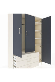 Hyperion Dolap 6 Raflı 3 Çekmeceli Tek Askılı 132x44x195 Aytaşı-Antrasit/Aytaşı