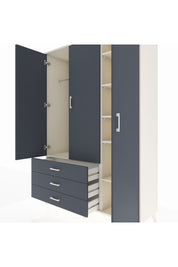 Hyperion Dolap 6 Raflı 3 Çekmeceli Tek Askılı 132x44x195 Aytaşı-Antrasit/Antrasit