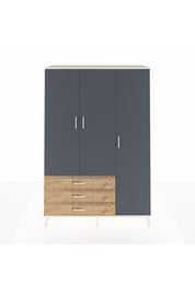 Hyperion Dolap 6 Raflı 3 Çekmeceli Tek Askılı 132x44x195 Aytaşı-Antrasit/Çam