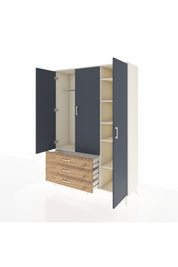 Hyperion Dolap 6 Raflı 3 Çekmeceli Tek Askılı 132x44x195 Aytaşı-Antrasit/Çam