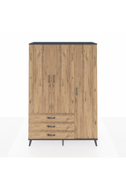 Hyperion Dolap 6 Raflı 3 Çekmeceli Tek Askılı 132x44x195 Antrasit-Çam/Çam