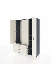 Hyperion Dolap 6 Raflı 3 Çekmeceli Tek Askılı 132x44x195 Antrasit-Aytaşı/Aytaşı