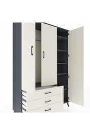 Hyperion Dolap 6 Raflı 3 Çekmeceli Tek Askılı 132x44x195 Antrasit-Aytaşı/Aytaşı