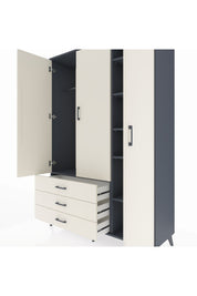 Hyperion Dolap 6 Raflı 3 Çekmeceli Tek Askılı 132x44x195 Antrasit-Aytaşı/Aytaşı