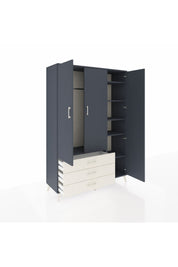 Hyperion Dolap 6 Raflı 3 Çekmeceli Tek Askılı 132x44x195 Antrasit-Antrasit/Aytaşı