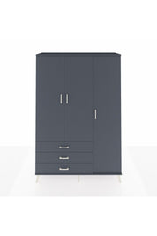 Hyperion Dolap 6 Raflı 3 Çekmeceli Tek Askılı 132x44x195 Antrasit-Antrasit/Antrasit