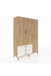 Hyperion Dolap 6 Raflı 3 Çekmeceli Tek Askılı 132x44x195 Çam-Çam/Aytaşı