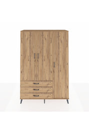 Hyperion Dolap 6 Raflı 3 Çekmeceli Tek Askılı 132x44x195 Çam-Çam/Çam