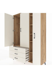 Hyperion Dolap 6 Raflı 3 Çekmeceli Tek Askılı 132x44x195 Çam-Aytaşı/Aytaşı