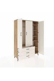 Hyperion Dolap 6 Raflı 3 Çekmeceli Tek Askılı 132x44x195 Çam-Aytaşı/Aytaşı